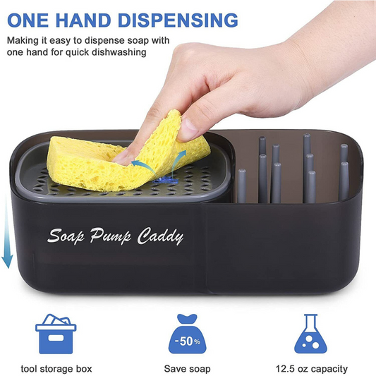 3 in 1 Sponge Liquid Dispenser Soap Pump with Sink Caddy