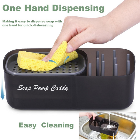 3 in 1 Sponge Liquid Dispenser Soap Pump with Sink Caddy
