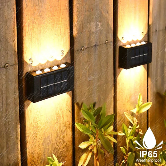 8 LED Solar Outdoor Wall Fence Lamp (Pack of 2)