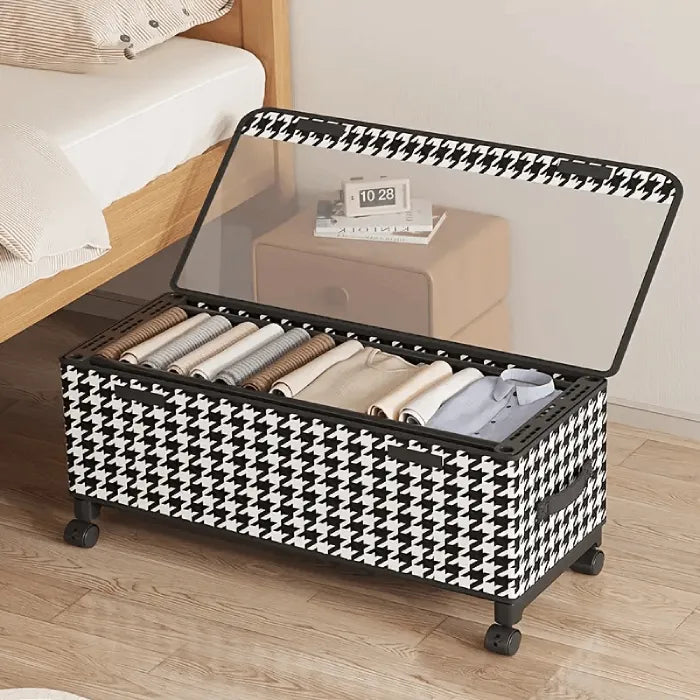 Under Bed Storage Box with Wheels and Lid for Home Organization Use Transparent Lid