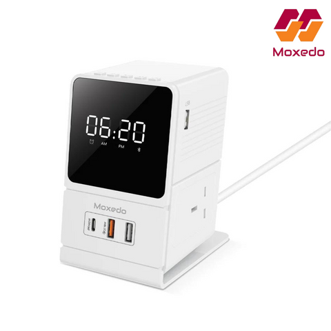 Moxedo Multi-function Desktop Charging Hub - with Wireless Bluetooth Speaker, Alarm Clock