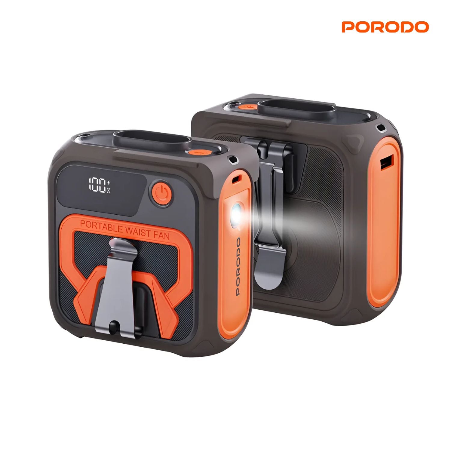 Porodo Multifunction Cooling Waist Fan with Power Bank and Flashlight