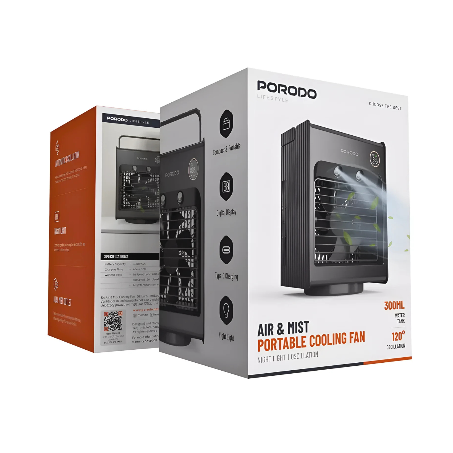 Porodo Air and Mist Portable Cooling Fan