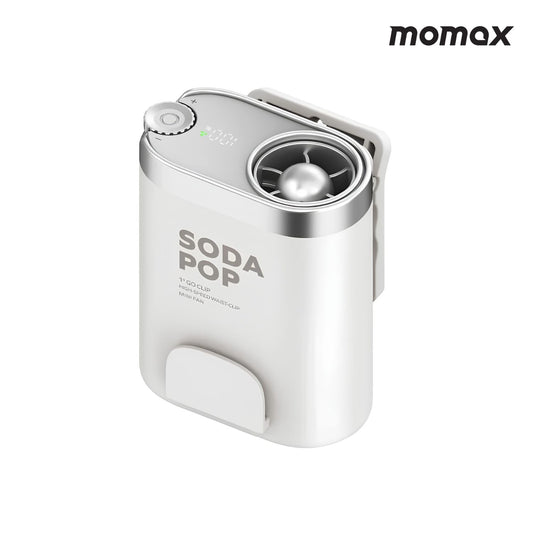 Momax 1° Go Clip, High Speed Waist Clip Mini Fan White