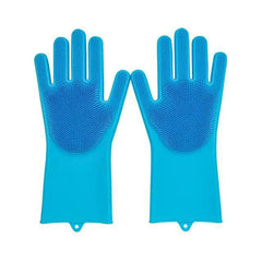Dish Washing Silicone Scrub Gloves Blue