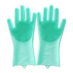 Dish Washing Silicone Scrub Gloves Green