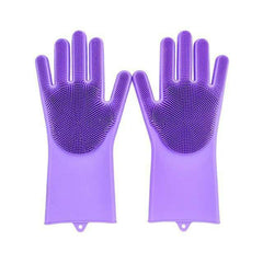 Dish Washing Silicone Scrub Gloves Purple