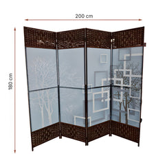 4 Panel Room Divider, Folding Privacy Screen, Freestanding Partition Modern 180 x 200 cm