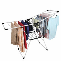 Stainless Steel Folding Clothes Drying Rack, Collapsible Outdoor Clothes Airer Black