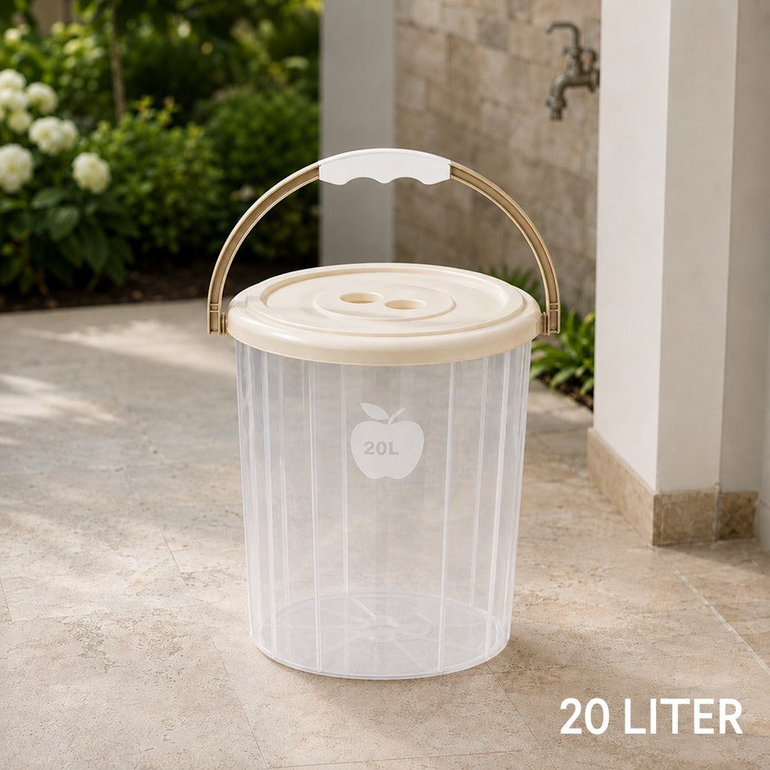 Multi Purpose Transparent Plastic Bucket with Lid and Handle 20 Liter