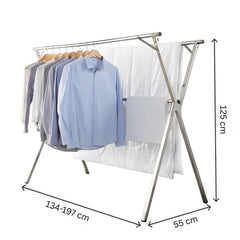 X Shaped Folding Telescopic Two Bars Clothes Drying Rack