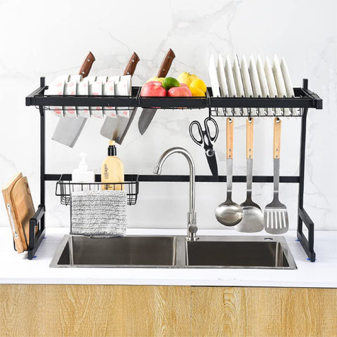 2 Tier Kitchen Over Sink Rack - Stainless Steel Dish Drying Storage Rack