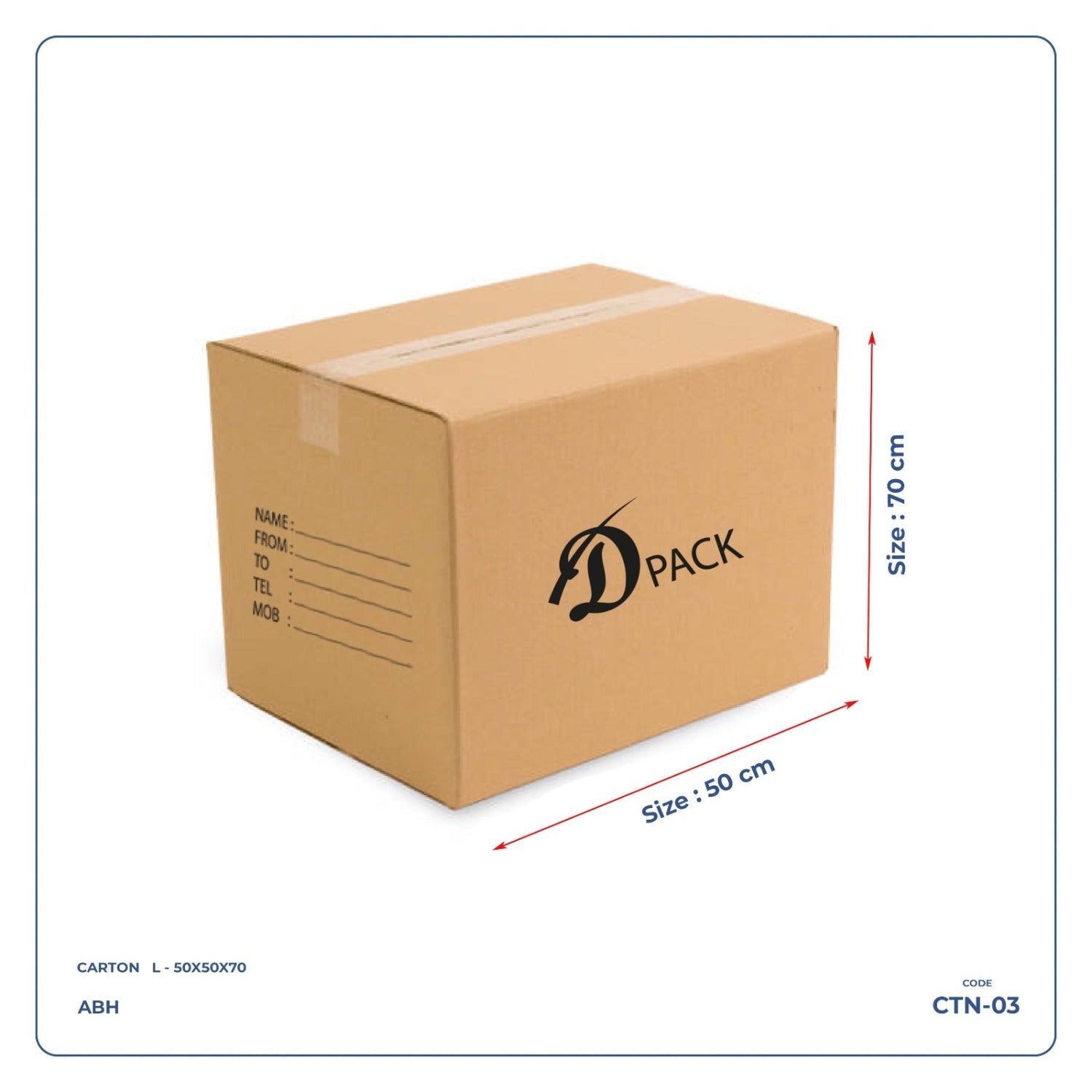 High Quality Corrugated 5 Ply Cardboard Carton Box for Cargo, Moving, Packaging and Storage Brown 50 x 50 x 70 cm