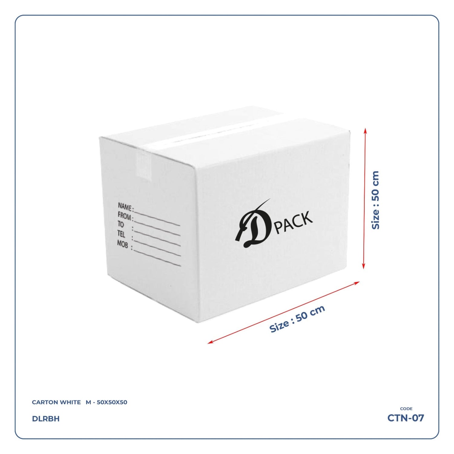 High Quality Corrugated 5 Ply Cardboard Carton Box for Cargo, Moving, Packaging and Storage White 50 x 50 x 50 cm