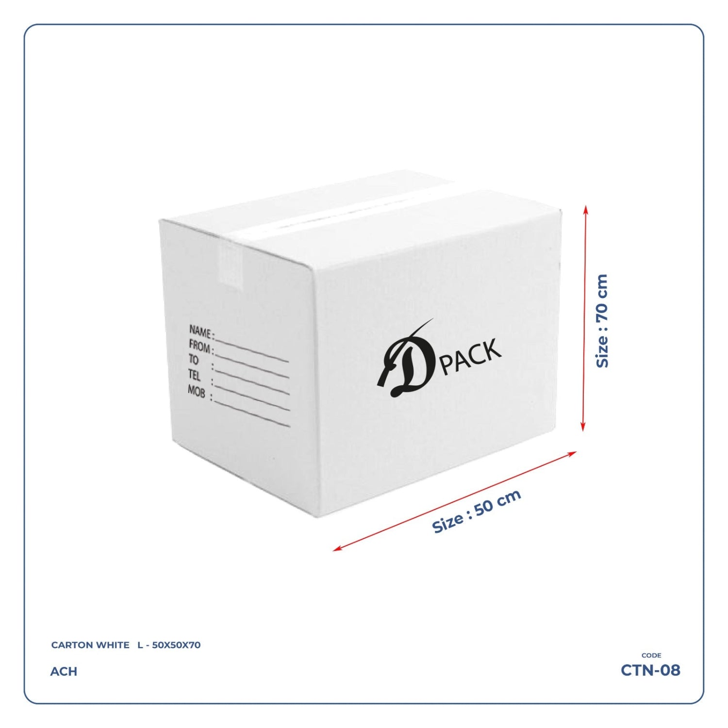 High Quality Corrugated 5 Ply Cardboard Carton Box for Cargo, Moving, Packaging and Storage White 50 x 50 x 70 cm