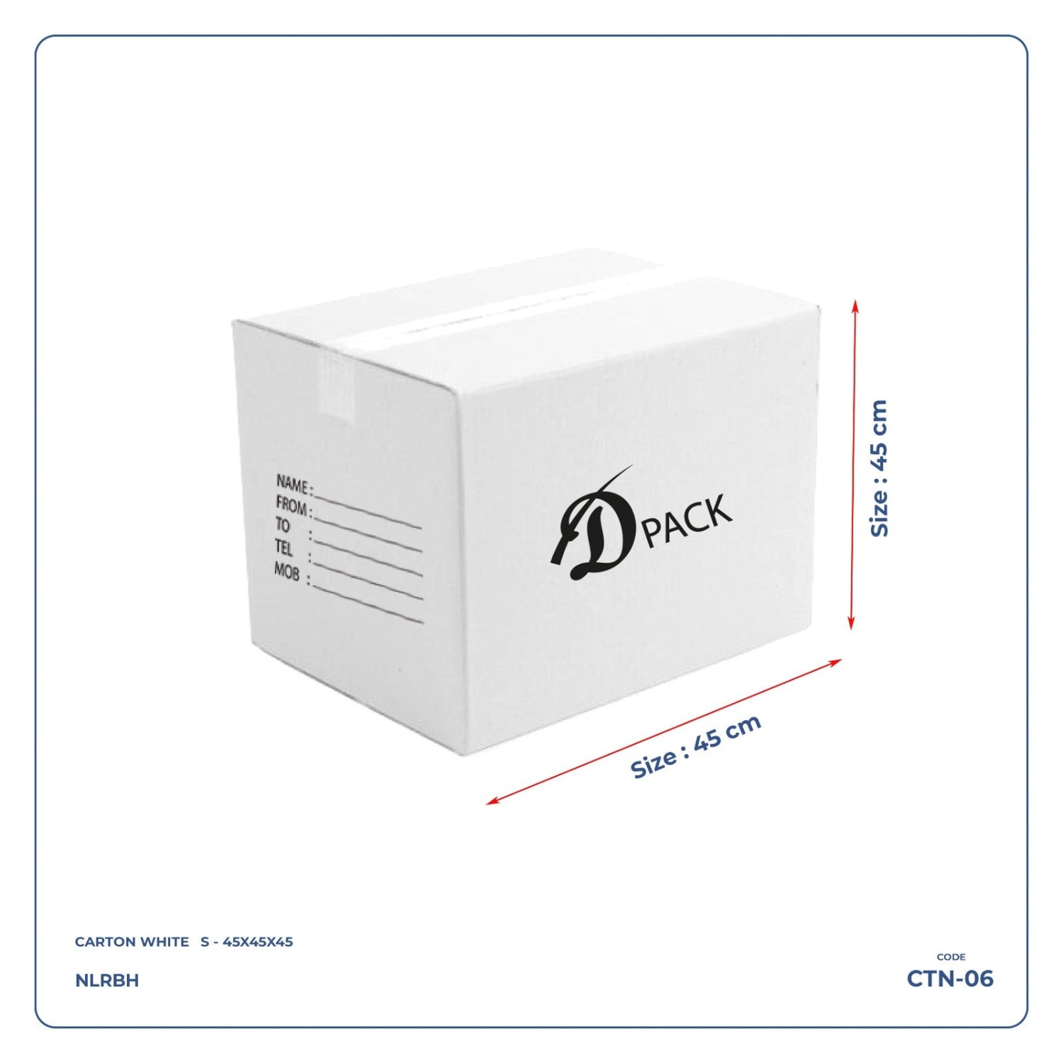 High Quality Corrugated 5 Ply Cardboard Carton Box for Cargo, Moving, Packaging and Storage White 45 x 45 x 45 cm