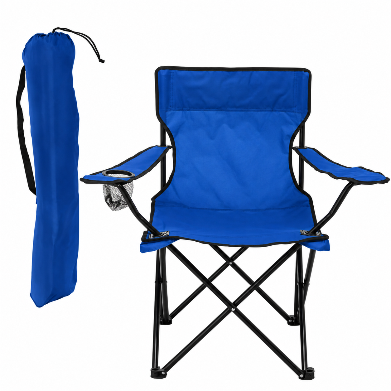 Folding Camping Chair with Cup Holder Blue