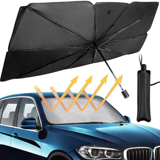 Qoosea Windshield Sun Shade Umbrella - 55x31 Inch Foldable UV Block Car Sunshade