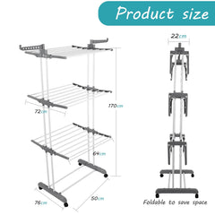 Multi Layer Folding Clothes Drying Rack, Large Capacity Cloth Hanger