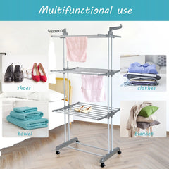Multi Layer Folding Clothes Drying Rack, Large Capacity Cloth Hanger