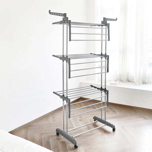 Multi Layer Folding Clothes Drying Rack, Large Capacity Cloth Hanger