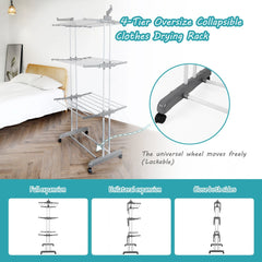 Multi Layer Folding Clothes Drying Rack, Large Capacity Cloth Hanger