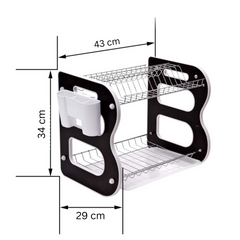 2 Tier Steel Chrome Plated Durable Dish Drainer Rack