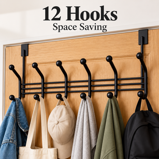 12 Hooks Over the Door Back Clothes Hanger