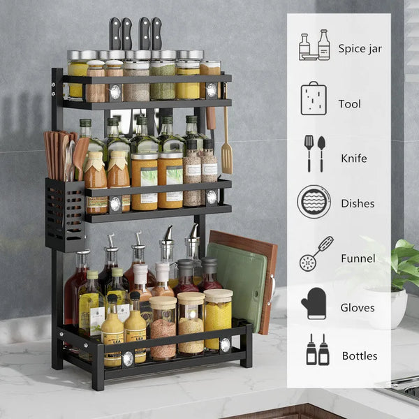 3 Tier Stainless Steel Kitchen Countertop Spice Rack Qmax.qa