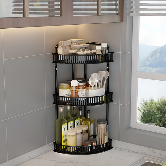 3 Layer Stainless Steel Countertop Corner Rack for Kitchen