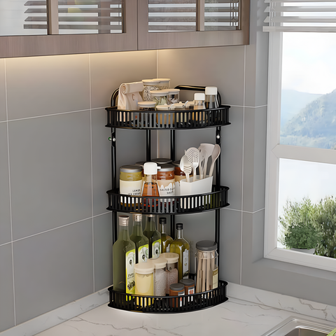 3 Layer Stainless Steel Countertop Corner Rack for Kitchen – Qmax Qatar