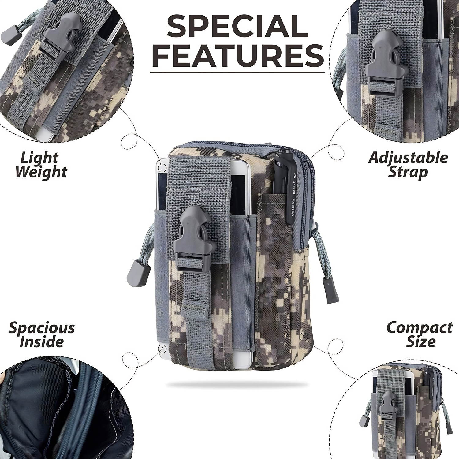 Tactical Waist Pouch with Survival Kit for Camping, Trekking and Outdoor