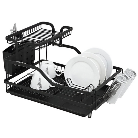 Dish Drying Rack with Drainboard and Cup Holder