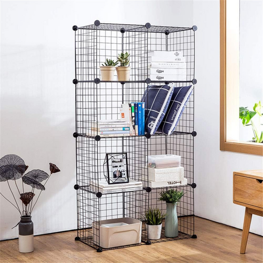 8 Cubes DIY Metal Grid Wire Wardrobe Organizer Home Decor Shelf