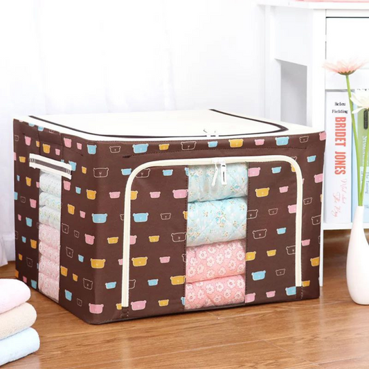 100L Large Capacity Wardrobe Clothes Organizer Storage Box Brown