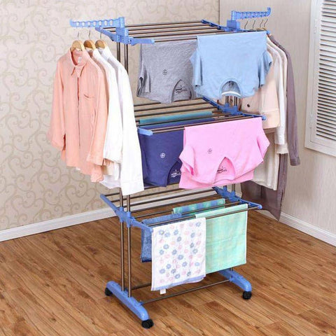 3 Layer Foldable Clothes Drying Rack, Heavy Duty Large Capacity Cloth Hanger