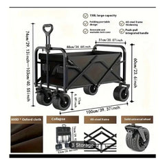 150Kg Capacity Heavy Duty Folding Collapsible Wagon Trolley Cart for Picnic and Outdoor Camping