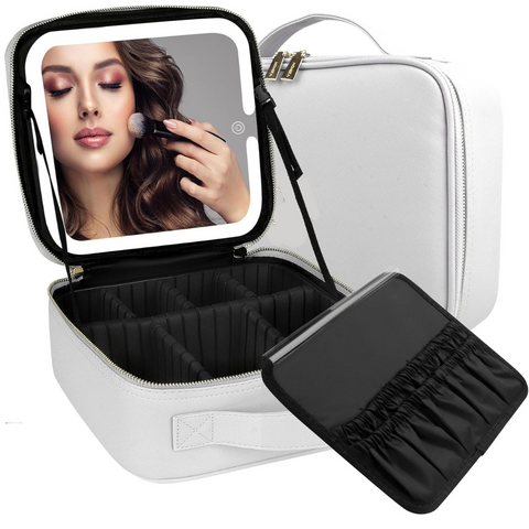 Travel Makeup Cosmetics Organizer Bag with LED Mirror